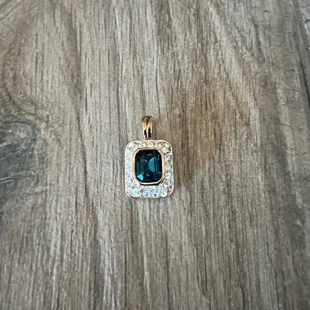 Blue Gemstone & Rhinestone Pendant
